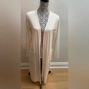 Socialite Cream Long Ribbed Cardigan- size Medium